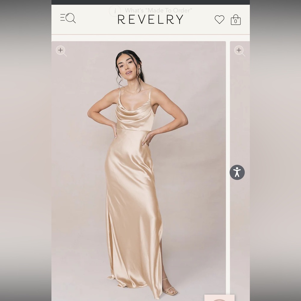 Revelry Satin Cowl Neck Maxi Dress in Champagne